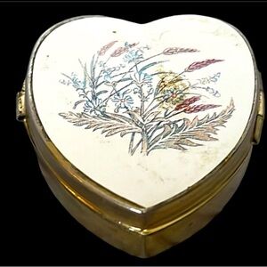 Vintage Pill Box W/Floral Design Pre Owned Shows Wear